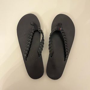 Rainbow Braided Black Sandals